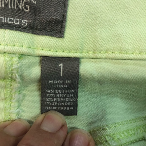 Chico’s So Slimming Lime Green Jeans Cropped Jean Denim - Picture 7 of 9